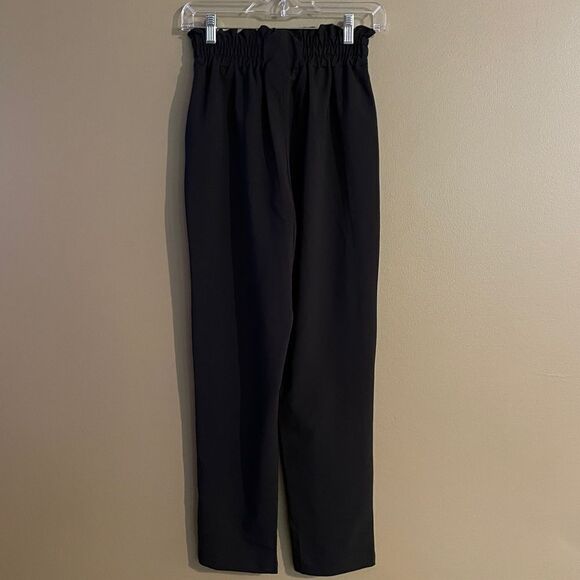 Grace Karin size small Black Paperbag Waist High Rise Pants no belt EUC - Picture 4 of 8